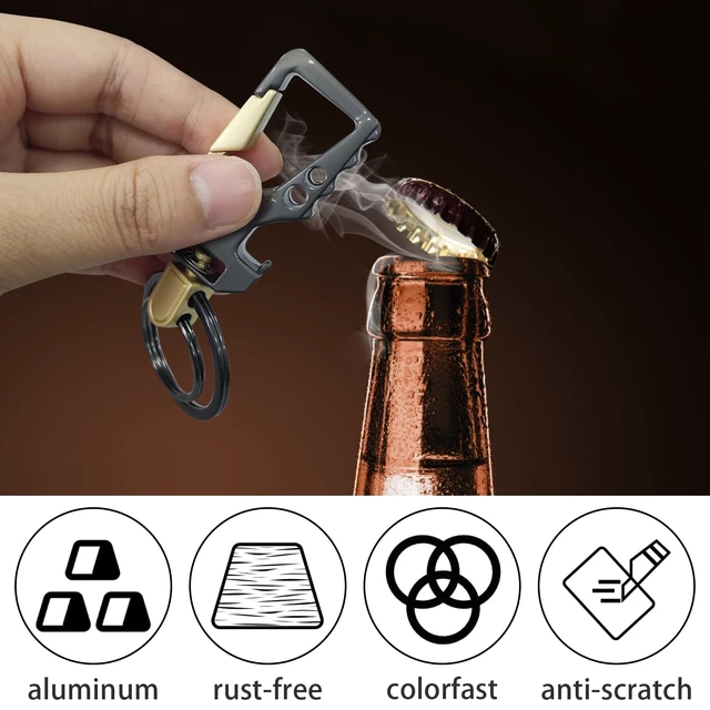 Alt view image 4 of 7 - 2 PCS Key Chain, Carabiner Clip Car Key Chains, Carabiner for Keys | Car Accessories Heavy Duty Tactical Key Chain with Bottle Opener and 2 Key Rings for Men and Women (Black)