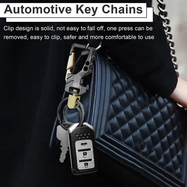 Alt view image 6 of 7 - 2 PCS Key Chain, Carabiner Clip Car Key Chains, Carabiner for Keys | Car Accessories Heavy Duty Tactical Key Chain with Bottle Opener and 2 Key Rings for Men and Women (Black)