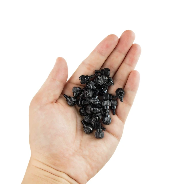 Alt view image 4 of 4 - 50PCS 6#-32x6 M3.5 PC Computer Case Thumbscrews Thumb Screws Black Zinc for Hard Drive Computer Case Motherboard Fan Power Graphics
