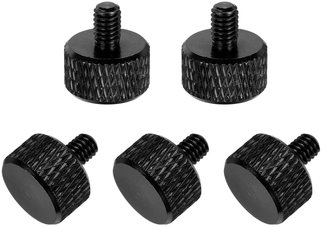 Main image of 5 Pcs M4x6mm Flat Head Knurled Thumb Screws, Solid Aluminum Alloy Fully Threaded Thumbscrew Bolts Fasteners for PC Computer Cases Graphics Card, Black