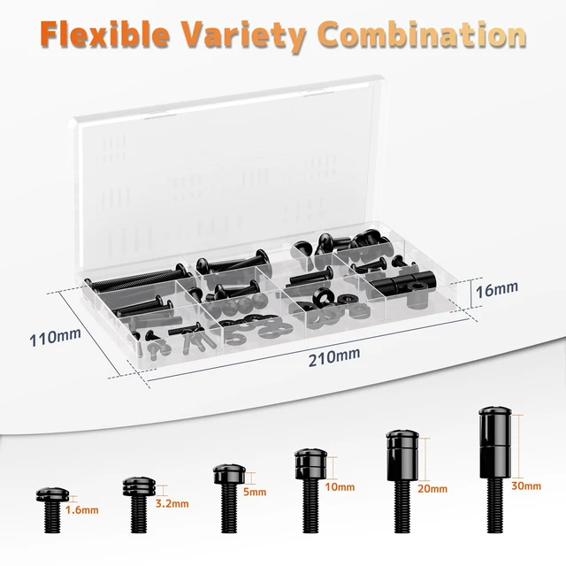 Alt view image 5 of 6 - Universal TV Mounting Hardware Screw Kit, M4-M8 Screws for VESA Mounts | Black Screws, Complete set includes bolts, washers and spacers, Fits Most TVs/Monitors up to 80 inches,Organized Storage Case
