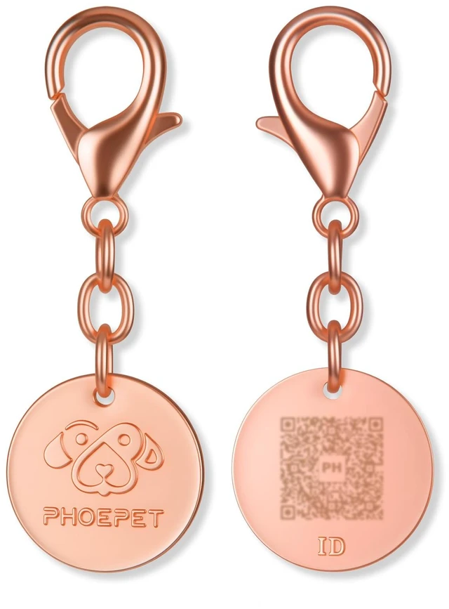 Main image of QR Code Pet ID Tag for Dog and Cat Collar Scan | for Instant Owner Alerts & Emergency Contact, Modifiable Online Pet Profile, No App Needed, Waterproof Zinc Alloy(Rose Gold)