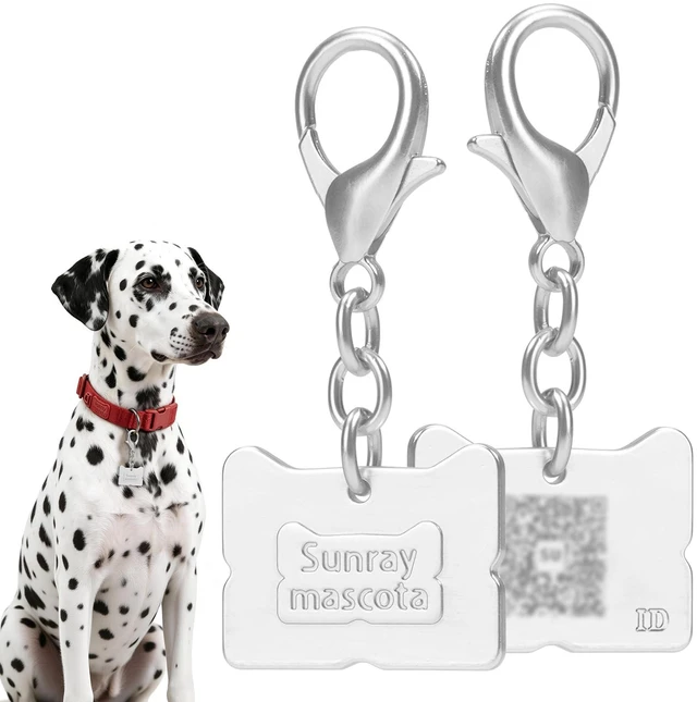 Main image of QR Code Dog Tag, Silent Zinc Alloy Pet ID Tag,Scan for Alerts | Satin Silver, Personalized QR tag, Lightweight, Modifiable Online Pet Profile, Multiple Emergency Contacts, No App Needed