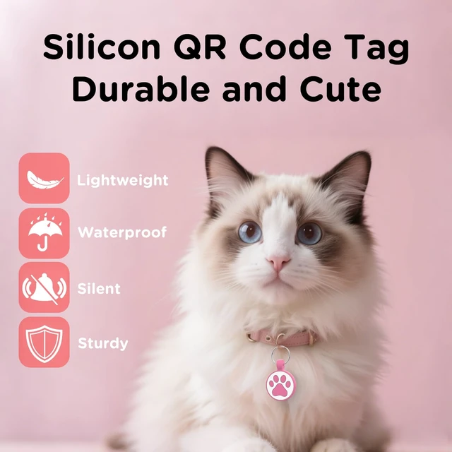 Alt view image 2 of 7 - Personalized Dog Tag, Laser Engraving QR Code, Silicone Dog ID Tag, Pet Online Profile, Scan QR Code Send Location, Collar Harness Accessories (Medium to Large Breeds - 1.25", Rose)
