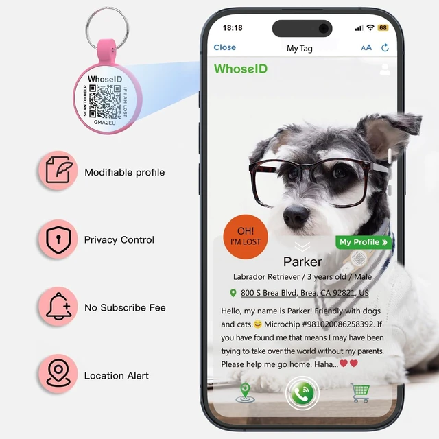 Alt view image 3 of 7 - Personalized Dog Tag, Laser Engraving QR Code, Silicone Dog ID Tag, Pet Online Profile, Scan QR Code Send Location, Collar Harness Accessories (Medium to Large Breeds - 1.25", Rose)