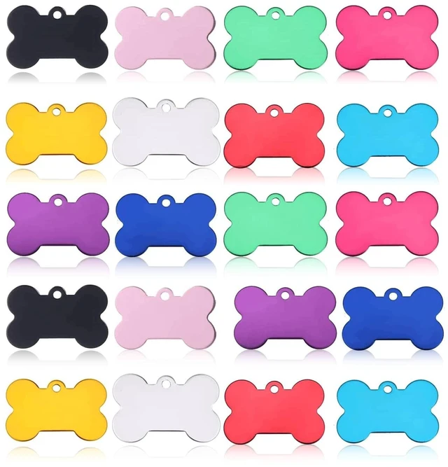 Main image of 20 Pcs 38MM Blank Bone Shape Pet ID Double Sided Blank Tag Dog Cat Pet Name Phone Number ID Tag Charm PersonalizedRandom Colors