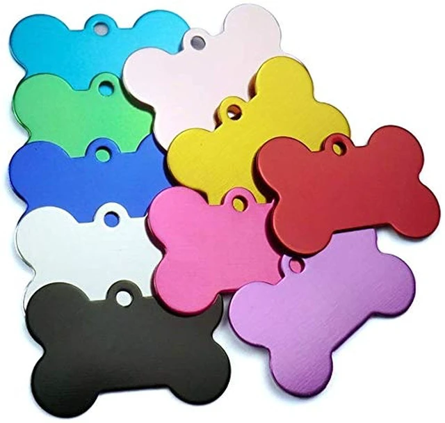 Alt view image 2 of 3 - 20 Pcs 38MM Blank Bone Shape Pet ID Double Sided Blank Tag Dog Cat Pet Name Phone Number ID Tag Charm PersonalizedRandom Colors