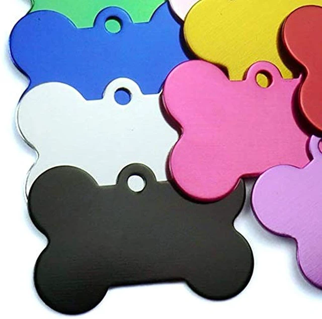 Alt view image 3 of 3 - 20 Pcs 38MM Blank Bone Shape Pet ID Double Sided Blank Tag Dog Cat Pet Name Phone Number ID Tag Charm PersonalizedRandom Colors
