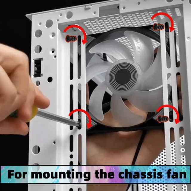Alt view image 5 of 6 - PC Case Fan Screws for 70mm to 140mm Cooling Fans Mounting | M5 x 10mm Short Computer Fan Screws, Black Chassis Fan Screws (80 Pack)