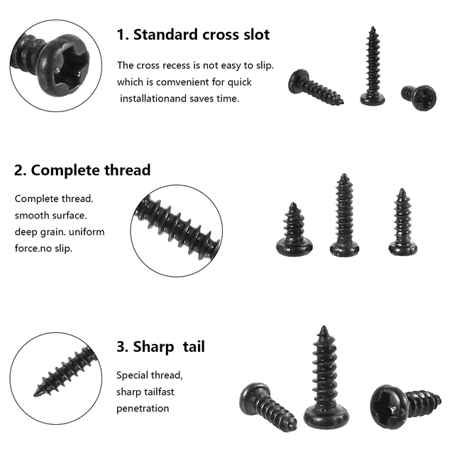 Alt view image 3 of 6 - Small Screws Assortment Kit, 1000pcs Miniature Phillips Replacement Screws for Glasses Watch Clock, 10 Kinds M1 M1.2 M1.4 M1.7 Phillips Head Self-Tapping Screws