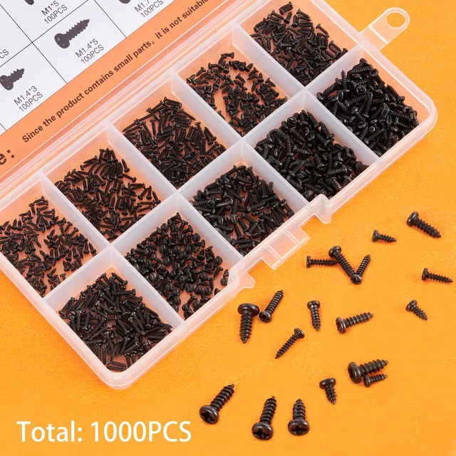 Alt view image 5 of 6 - Small Screws Assortment Kit, 1000pcs Miniature Phillips Replacement Screws for Glasses Watch Clock, 10 Kinds M1 M1.2 M1.4 M1.7 Phillips Head Self-Tapping Screws