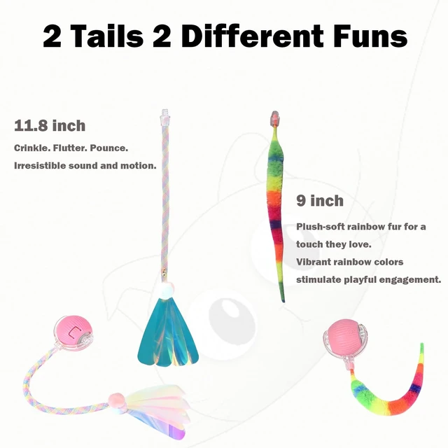 Alt view image 3 of 6 - Interactive Dog Cat Toy Ball, Upgraded Rechargable Rolling Pet Ball with 2 Tails, Smart Automatic Moving Toy for Bored Indoor Kitty Puppy -Pink