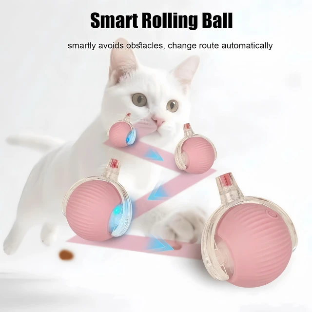Alt view image 6 of 6 - Interactive Dog Cat Toy Ball, Upgraded Rechargable Rolling Pet Ball with 2 Tails, Smart Automatic Moving Toy for Bored Indoor Kitty Puppy -Pink