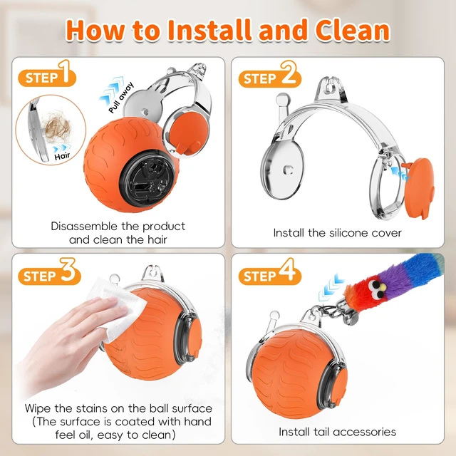 Alt view image 6 of 7 - Interactive Cat Toy, Smart Moving Cat Ball Toys for Indoor Cats | Touch Wake-Up, Automatic Sleep Mode, Energy Saving, Irregular Rolling, Rechargeable, Suitable for Bored Adult Cats & Kitten