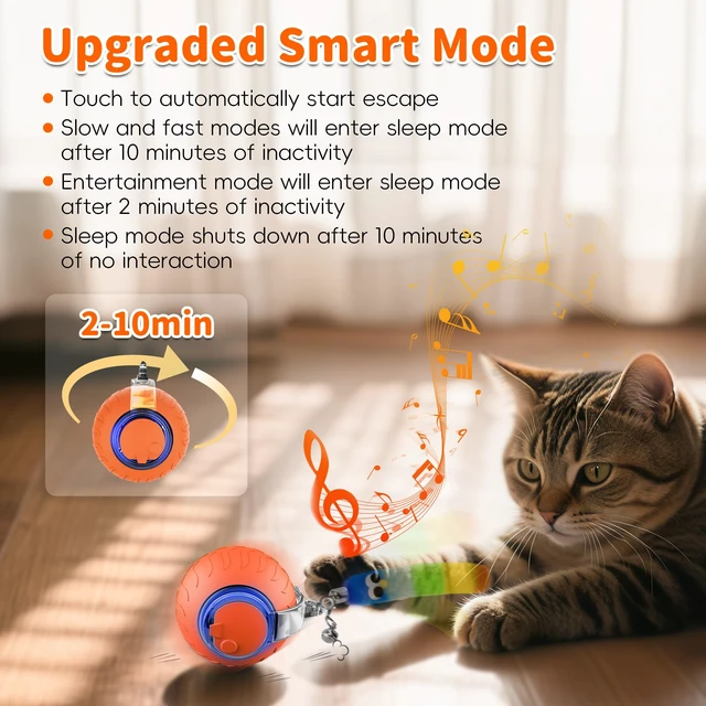 Alt view image 5 of 7 - Interactive Cat Toy, Smart Moving Cat Ball Toys for Indoor Cats | Touch Wake-Up, Automatic Sleep Mode, Energy Saving, Irregular Rolling, Rechargeable, Suitable for Bored Adult Cats & Kitten