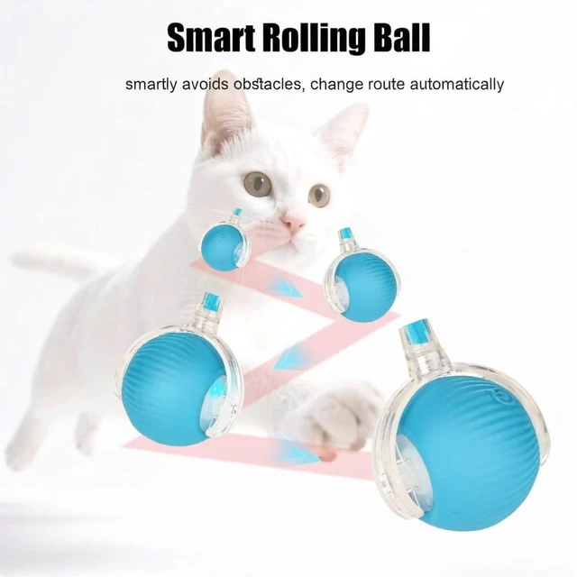 Alt view image 3 of 6 - Interactive Dog Cat Toy Ball, Upgraded Rechargable Smart Automatic Rolling Pet Ball with Tail, Fast Moving Toy for Bored Indoor Kitty Puppy- Blue