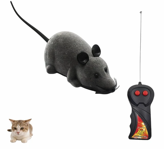 Main image of Remote Control Mouse Cat Toy, Realistic RC Interactive Pet Toy with Wireless Controller, Forward and Backward Movement, Gray Plush Electronic Mouse for Cats and Dogs, Funny Pet Teaser for Indoor Cats
