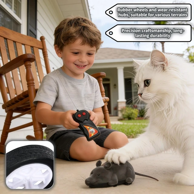 Alt view image 2 of 7 - Remote Control Mouse Cat Toy, Realistic RC Interactive Pet Toy with Wireless Controller, Forward and Backward Movement, Gray Plush Electronic Mouse for Cats and Dogs, Funny Pet Teaser for Indoor Cats