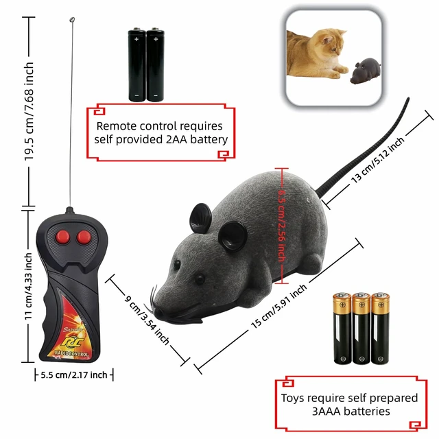 Alt view image 5 of 7 - Remote Control Mouse Cat Toy, Realistic RC Interactive Pet Toy with Wireless Controller, Forward and Backward Movement, Gray Plush Electronic Mouse for Cats and Dogs, Funny Pet Teaser for Indoor Cats