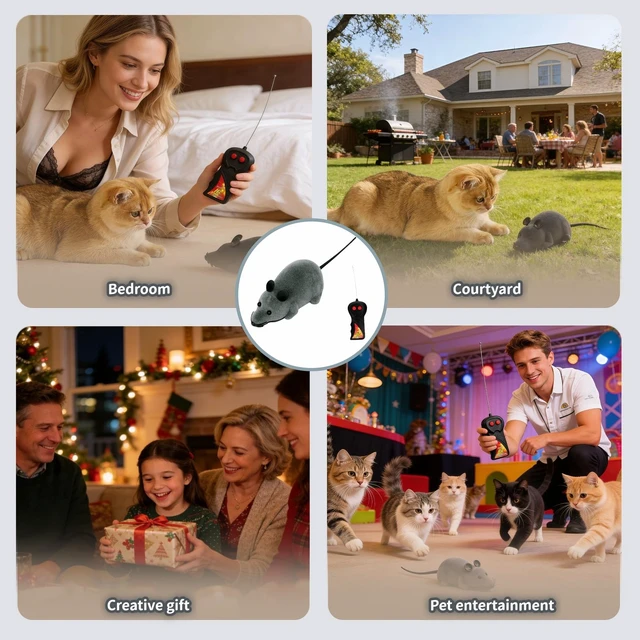 Alt view image 6 of 7 - Remote Control Mouse Cat Toy, Realistic RC Interactive Pet Toy with Wireless Controller, Forward and Backward Movement, Gray Plush Electronic Mouse for Cats and Dogs, Funny Pet Teaser for Indoor Cats