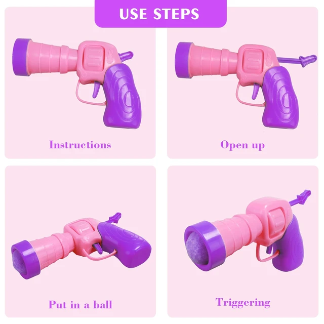 Alt view image 4 of 6 - Interactive Cat Toys for Indoor Cats Pink Cat Pom Pom Balls Plush Ball Launcher Cat Fetch Toy Enrichment Toys 30 Balls