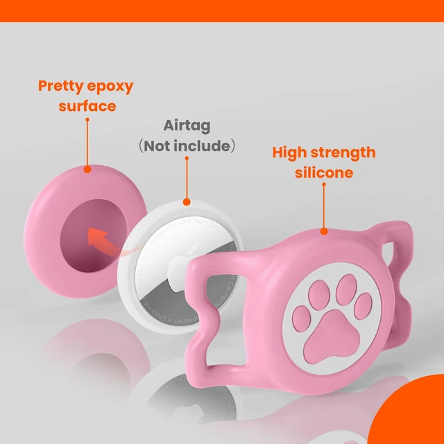 Alt view image 4 of 7 - Waterproof Airtag Dog Collar Holder for Apple Air Tag, Silicone Dog Airtag Holder for Dogs & Cat Collars(Pink)