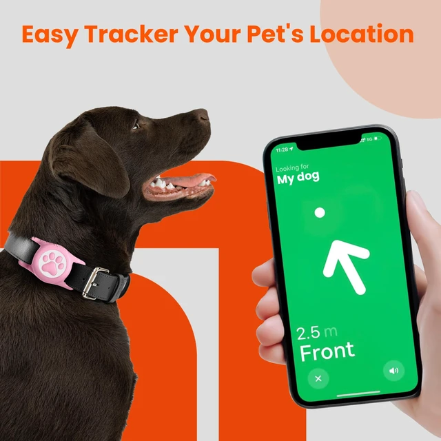 Alt view image 3 of 7 - Waterproof Airtag Dog Collar Holder for Apple Air Tag, Silicone Dog Airtag Holder for Dogs & Cat Collars(Pink)