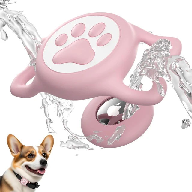 Main image of for AirTag Dog Collar Holder - IP68 Waterproof | Compatible with Apple Air Tags, Durable & Lightweight Silicone Air TagHolder for Pet Collars (Pink, 1 Pack)