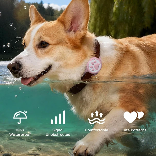 Alt view image 2 of 7 - for AirTag Dog Collar Holder - IP68 Waterproof | Compatible with Apple Air Tags, Durable & Lightweight Silicone Air TagHolder for Pet Collars (Pink, 1 Pack)