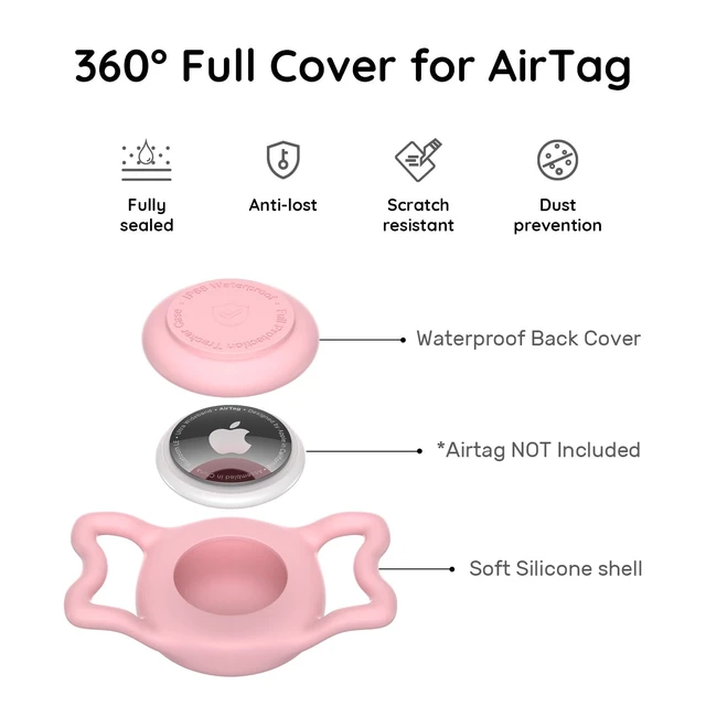 Alt view image 3 of 7 - for AirTag Dog Collar Holder - IP68 Waterproof | Compatible with Apple Air Tags, Durable & Lightweight Silicone Air TagHolder for Pet Collars (Pink, 1 Pack)