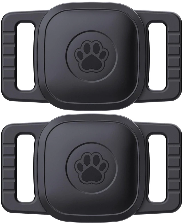 Main image of 2 Pack Dog Collar Holder Case for UGREEN FineTrack Tracker Tags, Waterproof & Anti-Lost, Durable Silicone Case for UGREEN Tags for Cat & Pet Collars, Lightweight, Easy to Install, Black