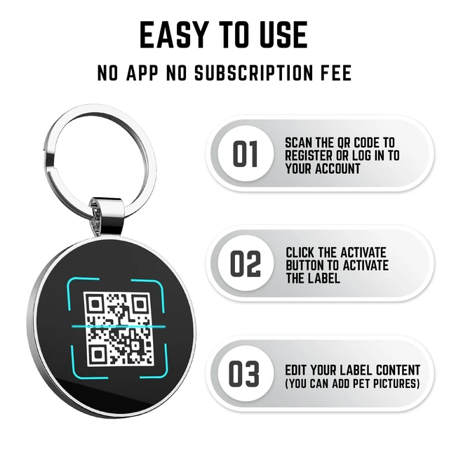 Alt view image 3 of 6 - QR Dog Tags Personalized for Pets Custom Dog Tags Dog Name Tag QR Code ID Tags Smart Pet ID Tags Free Online & Scan QR Receive Instant Location Alert Email