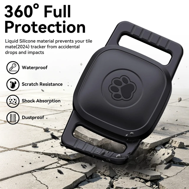 Alt view image 2 of 7 - 2 Pack Dog Collar Holder Case for UGREEN FineTrack Tracker Tags, Waterproof & Anti-Lost, Durable Silicone Case for UGREEN Tags for Cat & Pet Collars, Lightweight, Easy to Install, Black
