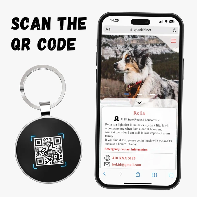 Alt view image 4 of 6 - QR Dog Tags Personalized for Pets Custom Dog Tags Dog Name Tag QR Code ID Tags Smart Pet ID Tags Free Online & Scan QR Receive Instant Location Alert Email