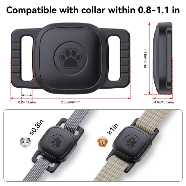 Alt view image 5 of 7 - 2 Pack Dog Collar Holder Case for UGREEN FineTrack Tracker Tags, Waterproof & Anti-Lost, Durable Silicone Case for UGREEN Tags for Cat & Pet Collars, Lightweight, Easy to Install, Black