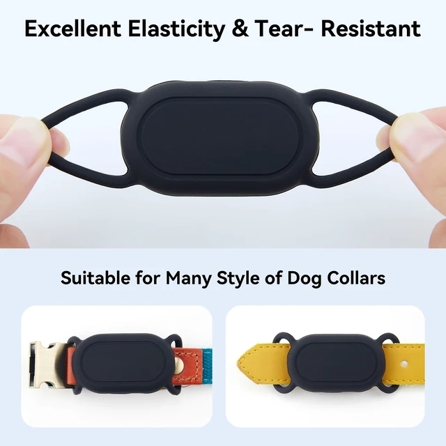Alt view image 6 of 7 - Dog Collar Holder for Galaxy Smart tag 2,Waterproof Silicone Case,2 Pack | for Pet Cat, Anti-Lost Scratch Resistant Protective Cover Accessory,Black/Olive Green