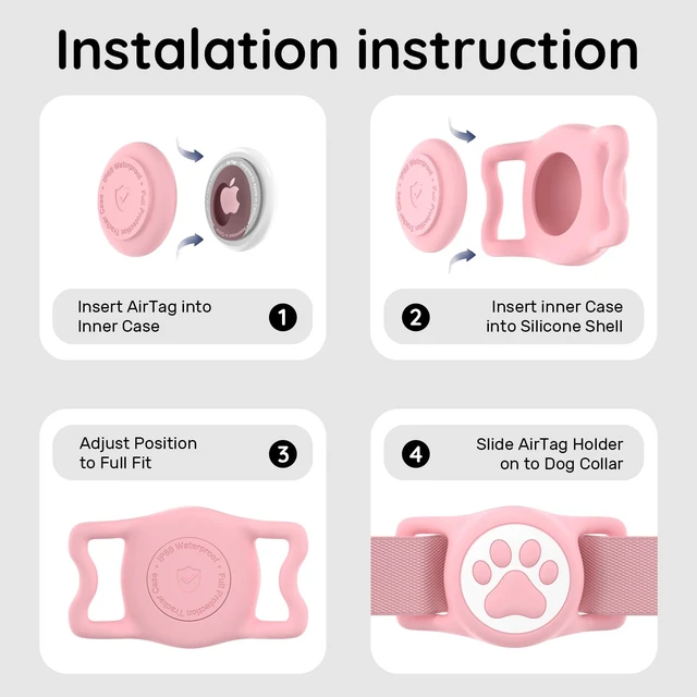 Alt view image 6 of 7 - for AirTag Dog Collar Holder - IP68 Waterproof | Compatible with Apple Air Tags, Durable & Lightweight Silicone Air TagHolder for Pet Collars (Pink, 1 Pack)
