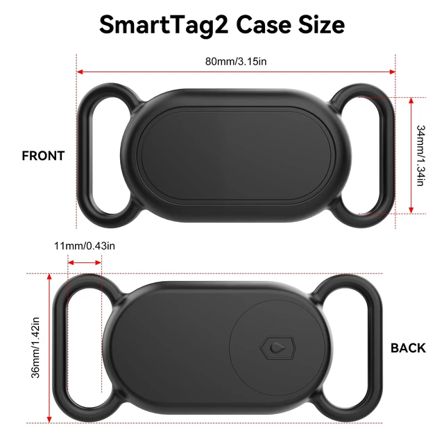 Alt view image 2 of 7 - Dog Collar Holder for Galaxy Smart tag 2,Waterproof Silicone Case,2 Pack | for Pet Cat, Anti-Lost Scratch Resistant Protective Cover Accessory,Black/Olive Green