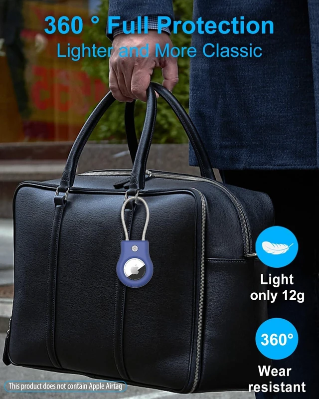 Alt view image 4 of 6 - Airtag Keychain Holder, Air Tag Lock Case Holders with Wire Cable, Sturdy Protection Airtag Key Chain, Compatible Apple Airtag for Key Ring,Keys, Luggage