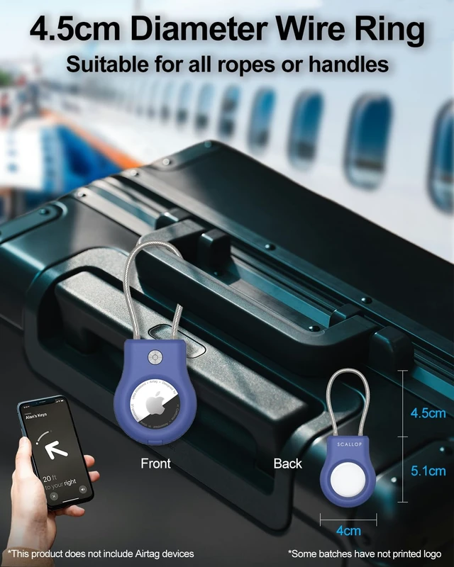 Alt view image 5 of 6 - Airtag Keychain Holder, Air Tag Lock Case Holders with Wire Cable, Sturdy Protection Airtag Key Chain, Compatible Apple Airtag for Key Ring,Keys, Luggage