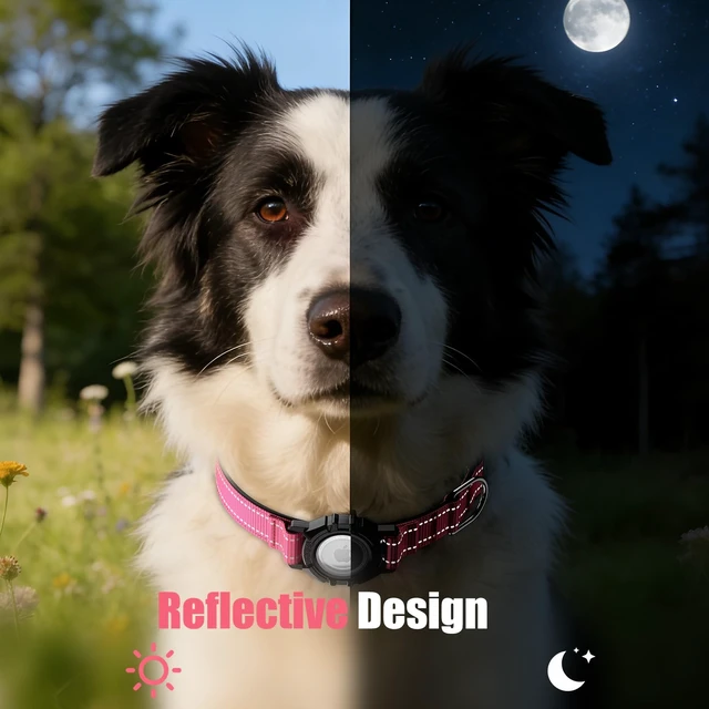 Alt view image 4 of 7 - AirTag Dog Collar, Reflective Collar Compatible with Apple Air Tag | Built-in Water Resistant AirTag Holder, 1000D Nylon, Durable, Comfortable Padded, Heavy Duty Collars for Small - Large Dogs