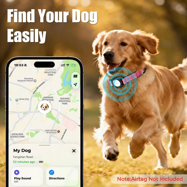 Alt view image 5 of 7 - AirTag Dog Collar, Reflective Collar Compatible with Apple Air Tag | Built-in Water Resistant AirTag Holder, 1000D Nylon, Durable, Comfortable Padded, Heavy Duty Collars for Small - Large Dogs