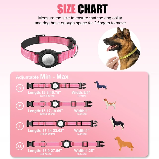 Alt view image 7 of 7 - AirTag Dog Collar, Reflective Collar Compatible with Apple Air Tag | Built-in Water Resistant AirTag Holder, 1000D Nylon, Durable, Comfortable Padded, Heavy Duty Collars for Small - Large Dogs