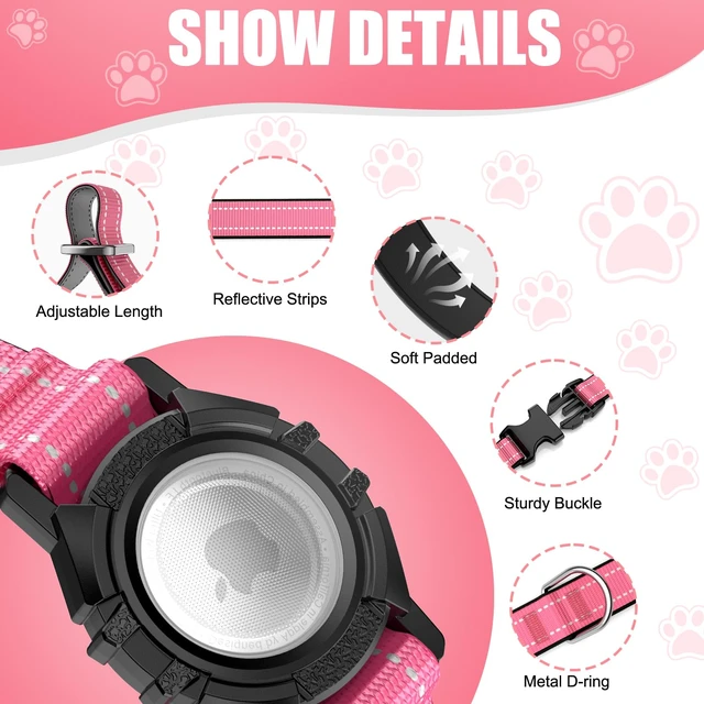 Alt view image 6 of 7 - AirTag Dog Collar, Reflective Collar Compatible with Apple Air Tag | Built-in Water Resistant AirTag Holder, 1000D Nylon, Durable, Comfortable Padded, Heavy Duty Collars for Small - Large Dogs