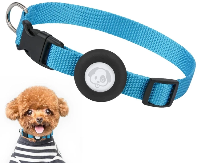 Main image of Compatible with Airtag Dog Collar, Adjustable Air Tag Dog Collar with Durable Quick Snap Buckle, Imitation Nylon Dog Collar with Waterproof Apple Airtag Holder for Small Dogs (S6"-16", Blue)