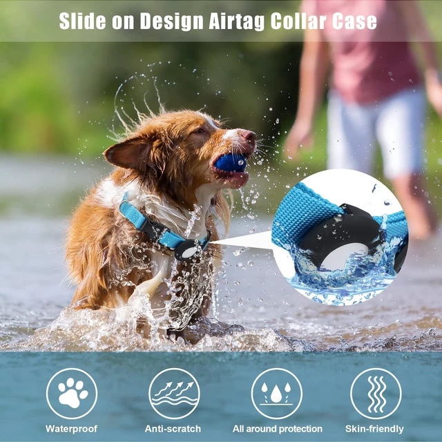 Alt view image 5 of 6 - Compatible with Airtag Dog Collar, Adjustable Air Tag Dog Collar with Durable Quick Snap Buckle, Imitation Nylon Dog Collar with Waterproof Apple Airtag Holder for Small Dogs (S6"-16", Blue)