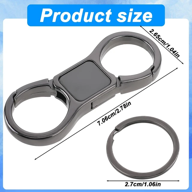 Alt view image 2 of 7 - 2 Pcs Heavy Duty Key Chain with 8 Pcs Stainless Key Rings, Detachable, Organizer for Multiple Keys, Black, Unisex Adult