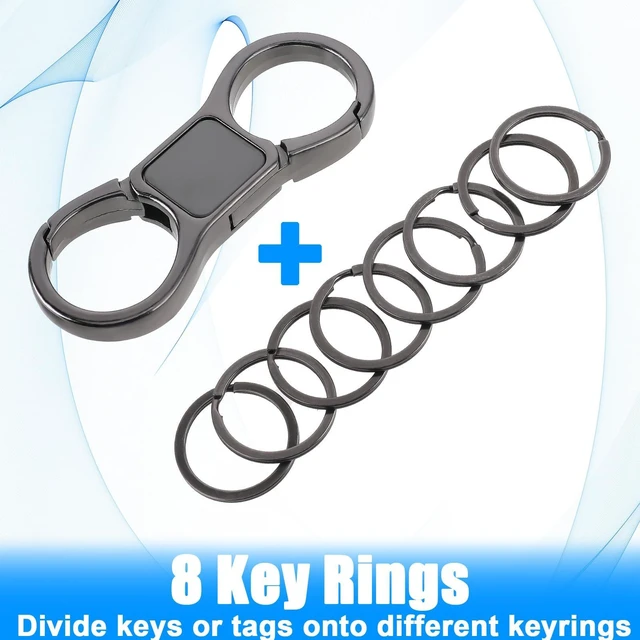 Alt view image 3 of 7 - 2 Pcs Heavy Duty Key Chain with 8 Pcs Stainless Key Rings, Detachable, Organizer for Multiple Keys, Black, Unisex Adult