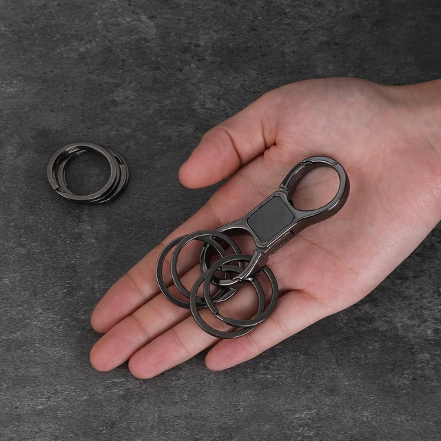 Alt view image 4 of 7 - 2 Pcs Heavy Duty Key Chain with 8 Pcs Stainless Key Rings, Detachable, Organizer for Multiple Keys, Black, Unisex Adult