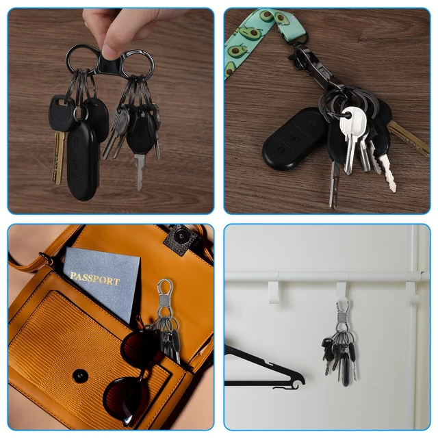 Alt view image 7 of 7 - 2 Pcs Heavy Duty Key Chain with 8 Pcs Stainless Key Rings, Detachable, Organizer for Multiple Keys, Black, Unisex Adult